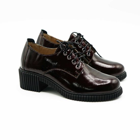 Imagine Pantofi 209 casual din piele naturala lacuita culoare visinie