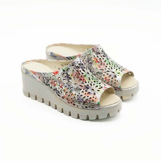 Imagine Sandale dama piele naturală TAJ1 culoare bej inflorat