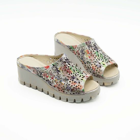 Imagine Sandale dama piele naturală TAJ1 culoare bej inflorat