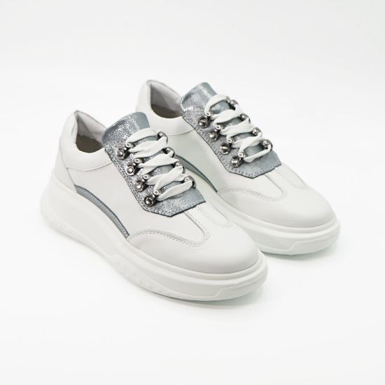 Imagine Pantofi damă piele naturală 144 TE alb-albastru