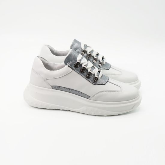 Imagine Pantofi damă piele naturală 144 TE alb-albastru