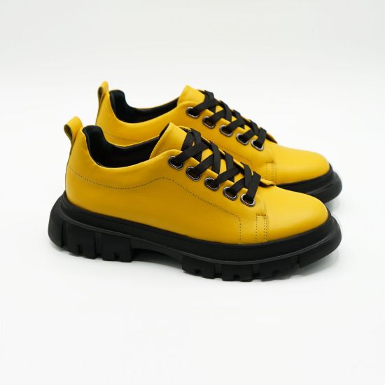 Imagine Pantofi 133 casual din piele naturala culoare galbena