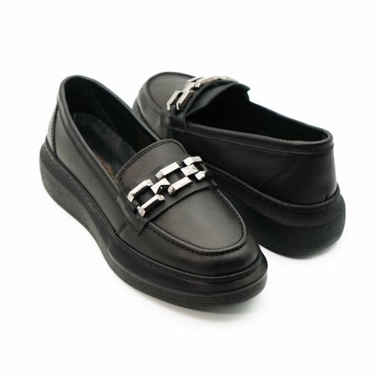 Imagine Mocasini damă negri din piele naturală RY1800 