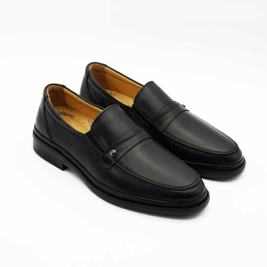 Imagine Mocasini bărbați din piele naturală cu elastic cod 3509 NEGRU
