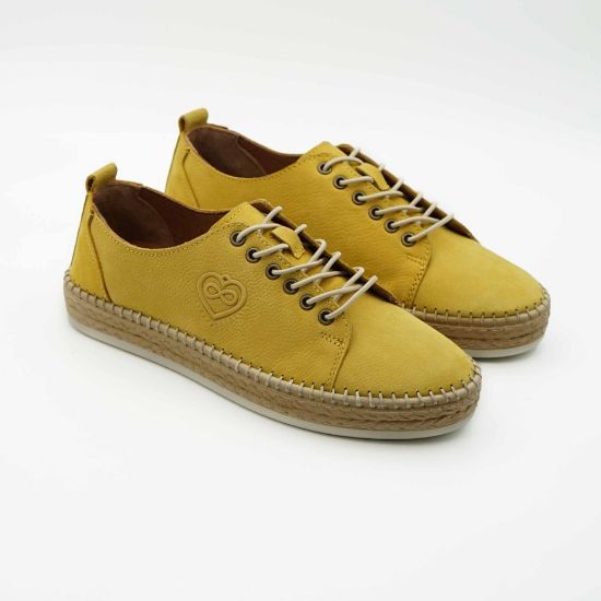 Imagine Pantofi 23067 casual din piele naturala nubuk culoare galbena