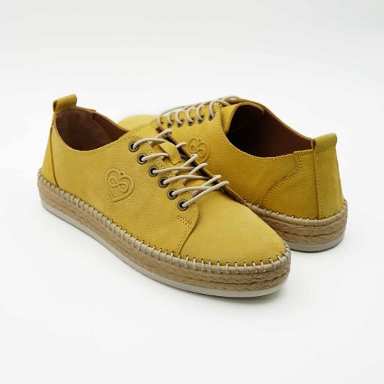 Imagine Pantofi 23067 casual din piele naturala nubuk culoare galbena