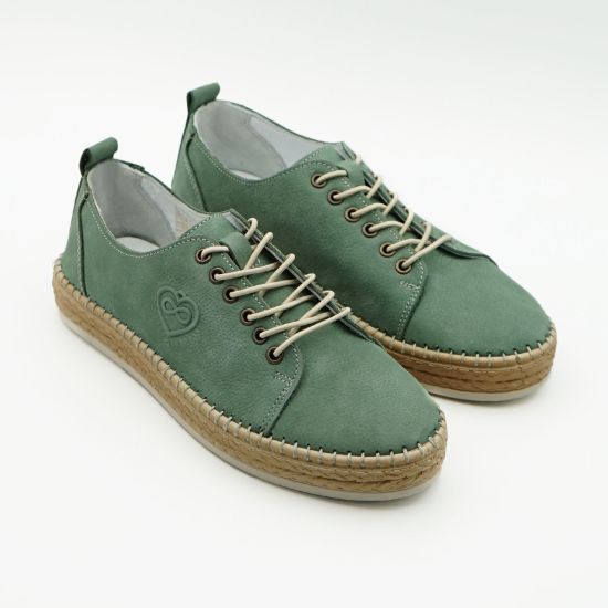 Imagine Pantofi 23067 casual din piele naturala nubuk culoare verde