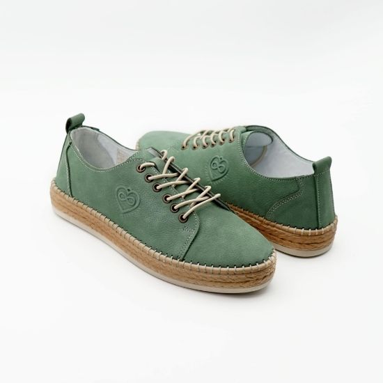 Imagine Pantofi 23067 casual din piele naturala nubuk culoare verde
