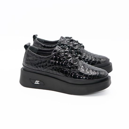 Imagine Pantofi damă piele naturală lacuiuta 2050 Negru croco