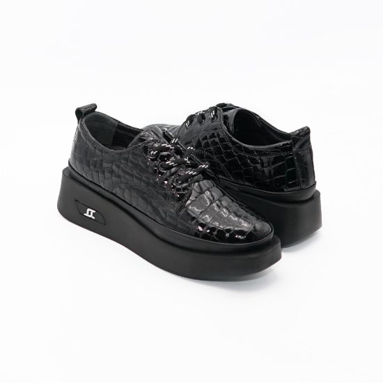 Imagine Pantofi damă piele naturală lacuiuta 2050 Negru croco