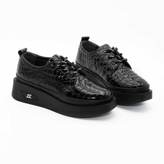 Imagine Pantofi damă piele naturală lacuiuta 2050 Negru croco