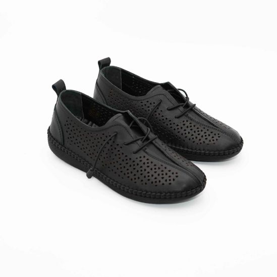 Imagine Pantofi damă piele naturală gaurita cu laser 2023 negru