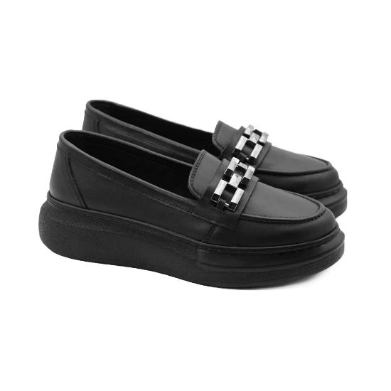 Imagine Mocasini damă negri din piele naturală RY1800 