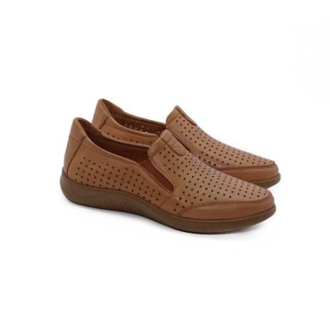 Imagine Mocasini damă maro din piele naturală găurită cu laser 2054 