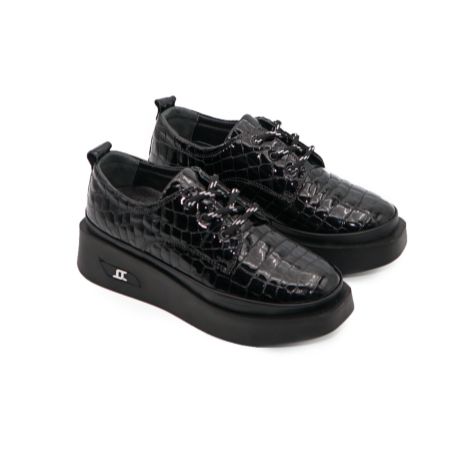 Imagine Pantofi damă piele naturală lacuiuta 2050 Negru croco