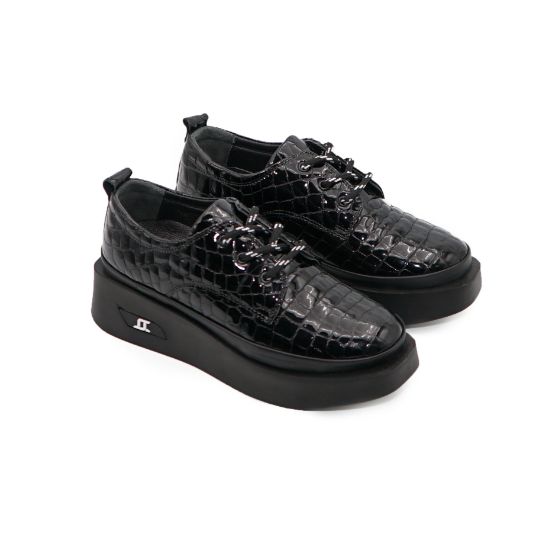 Imagine Pantofi damă piele naturală lacuiuta 2050 Negru croco