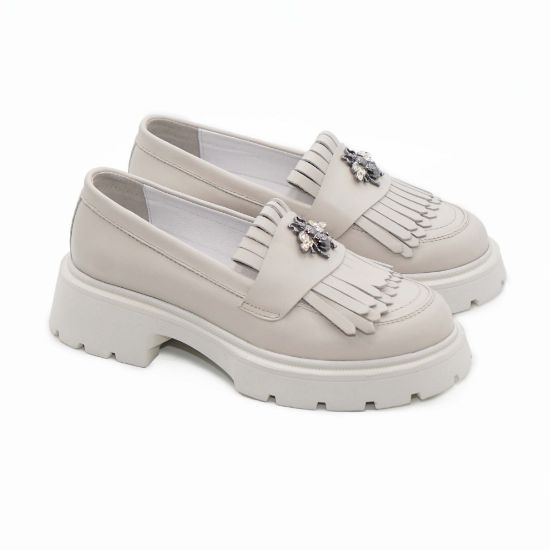 Imagine Mocasini albi damă din piele naturală 131