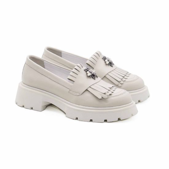Imagine Mocasini albi damă din piele naturală 131