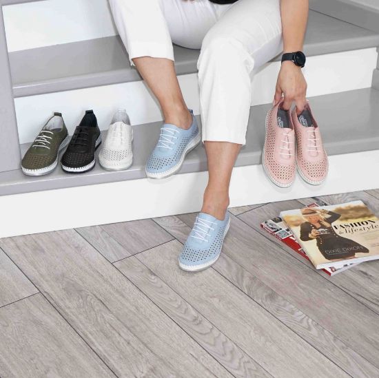 Imagine Pantofi damă casual din piele naturală cu siret elastic cod 1800 roz