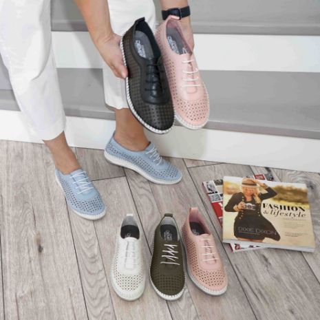 Imagine Pantofi damă casual din piele naturală cu siret elastic cod 1800 verde